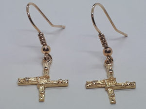 St Bridget Cross earrings drop (Gold) by Dingle Goldsmiths